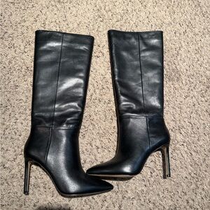 Charles David Black Knee-High Leather Boots